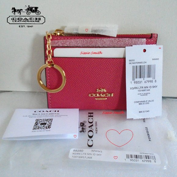🍉 Coach Watermelon Mini Skinny ID Case 🍉 - Picture 1 of 5